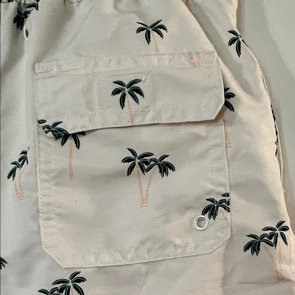 Brooks Cream Palm Print Kids Swim Trunks - Picture 6 of 6